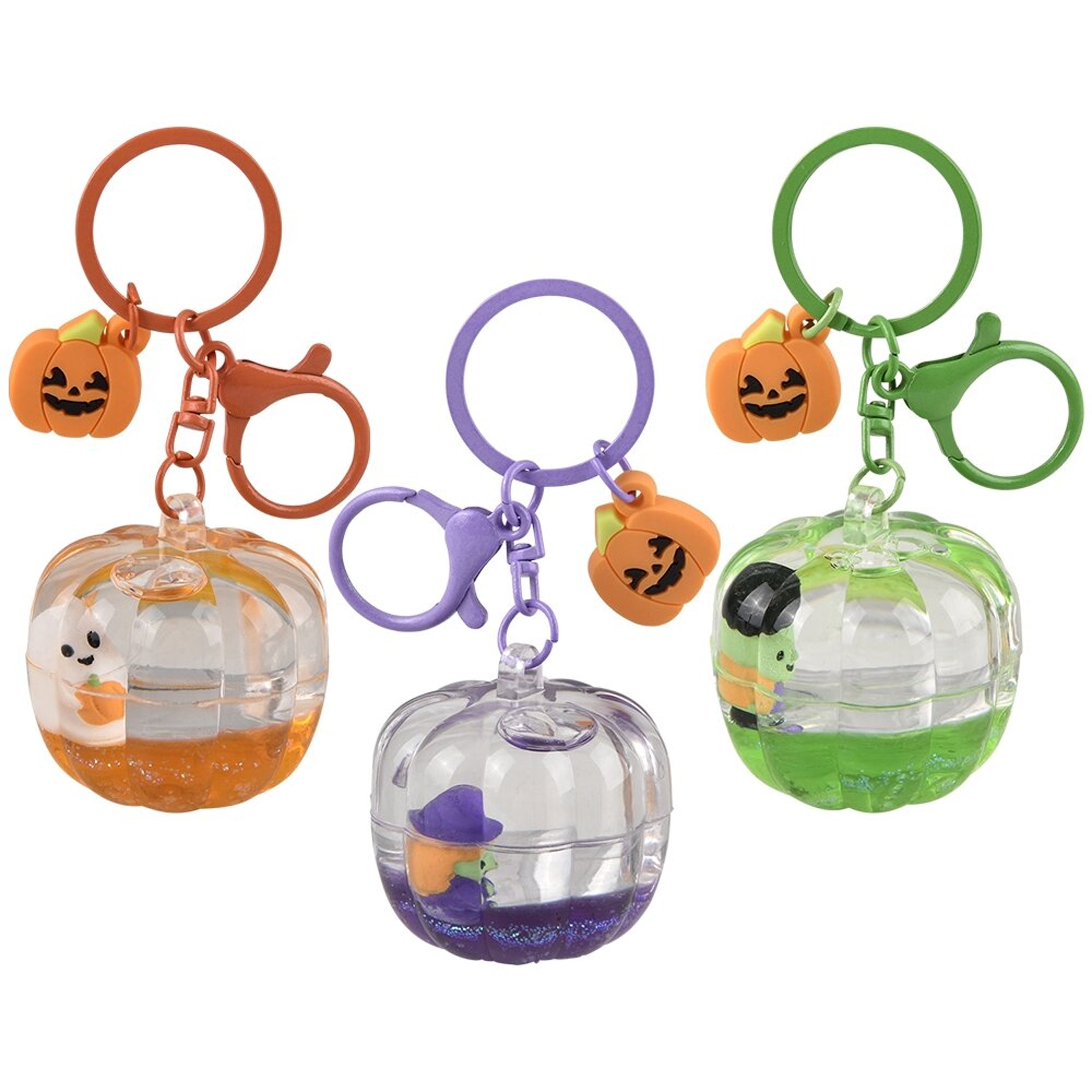 Liquid Halloween Themed Jack O Lantern Clip On Keychain Toy