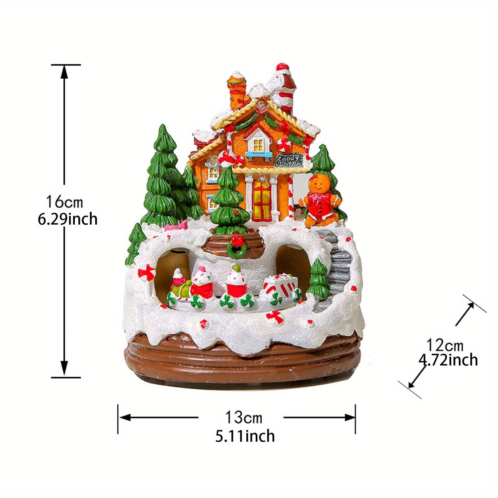 CF-41Rotating Luminous Christmas Creative Ornaments Decorations Music Train Snow House Gift
