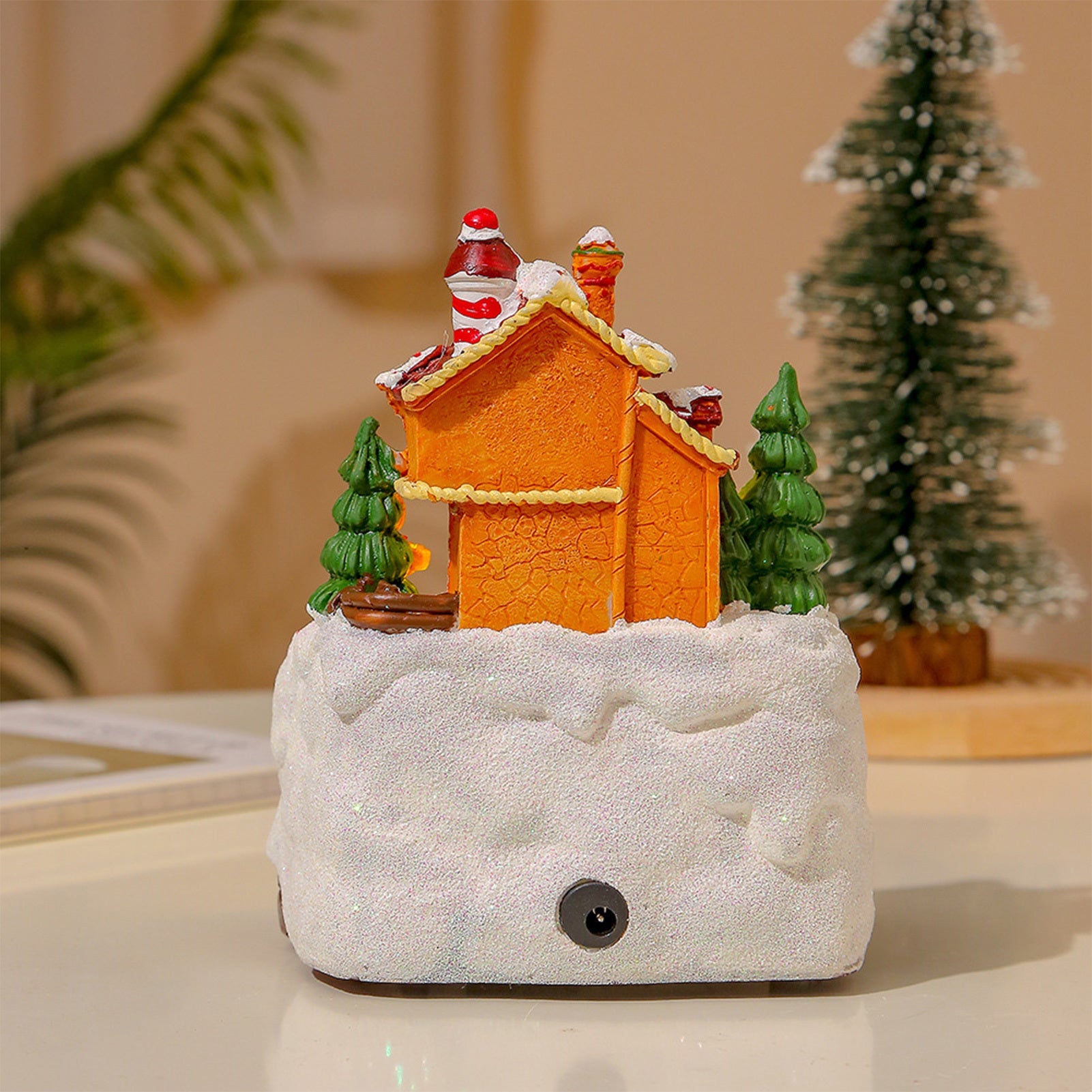 CF-41Rotating Luminous Christmas Creative Ornaments Decorations Music Train Snow House Gift