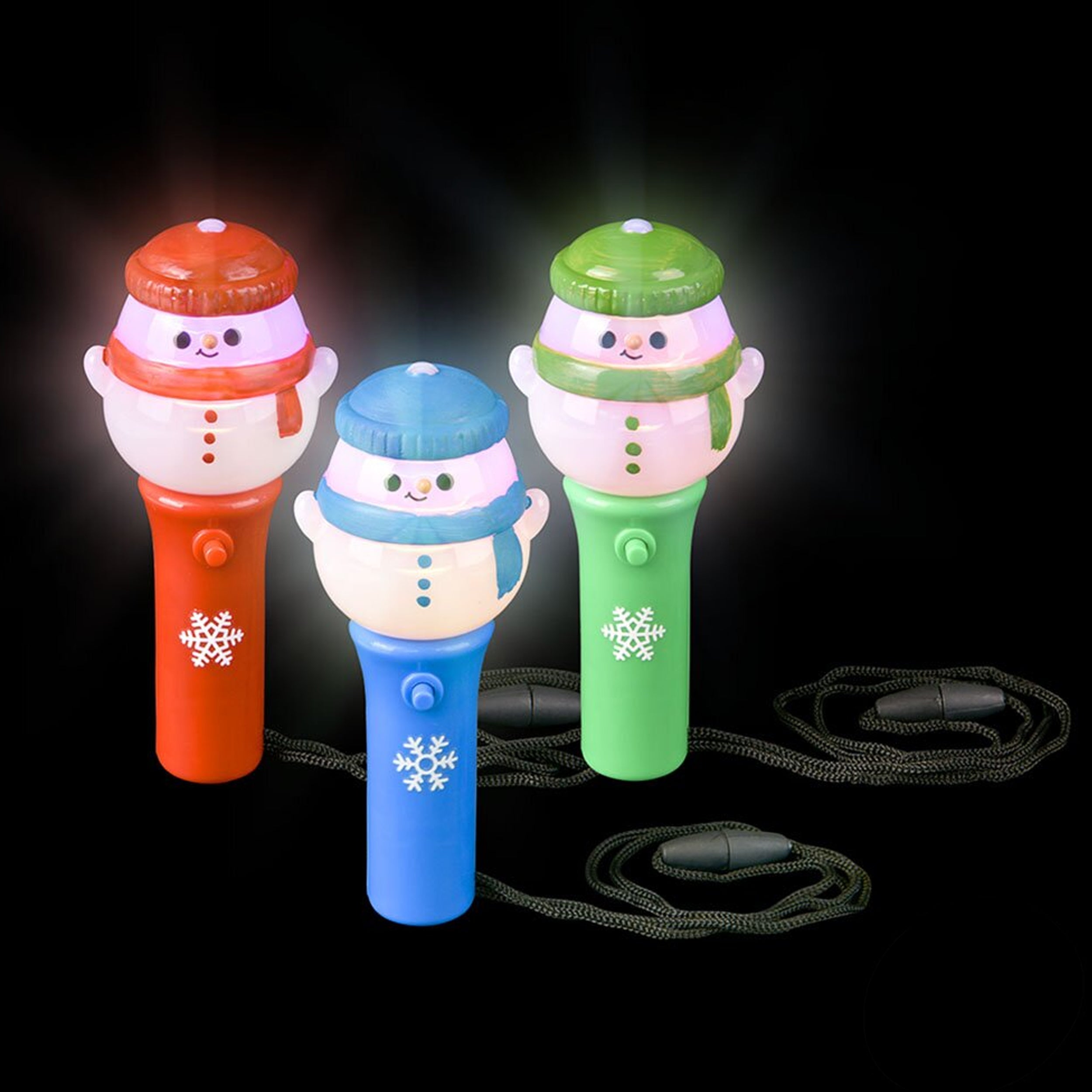 Snowman Themed Light Up Spinning Wand Necklace Kids Toy