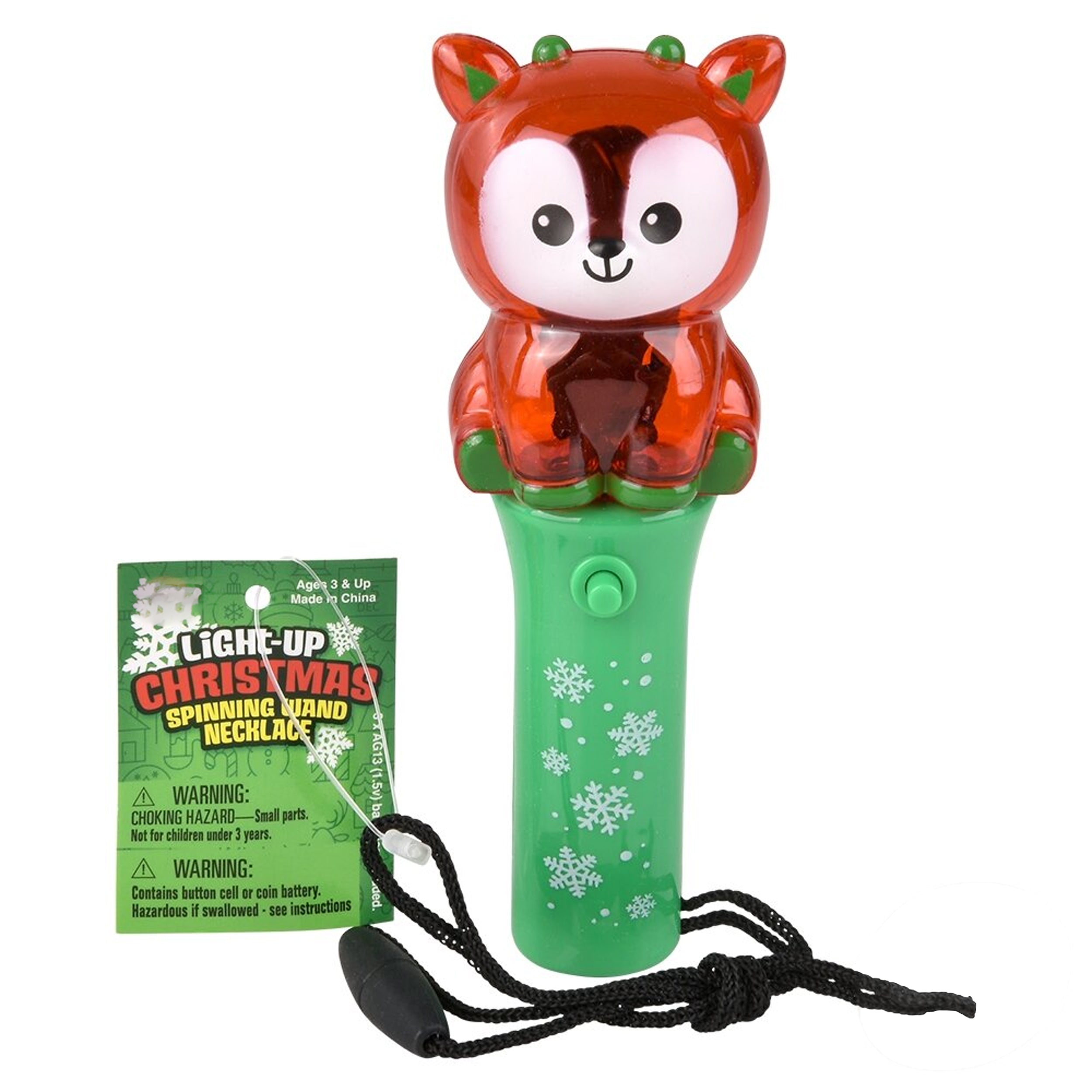 Christmas Themed Light Up Mini Spinning Wand Necklaces